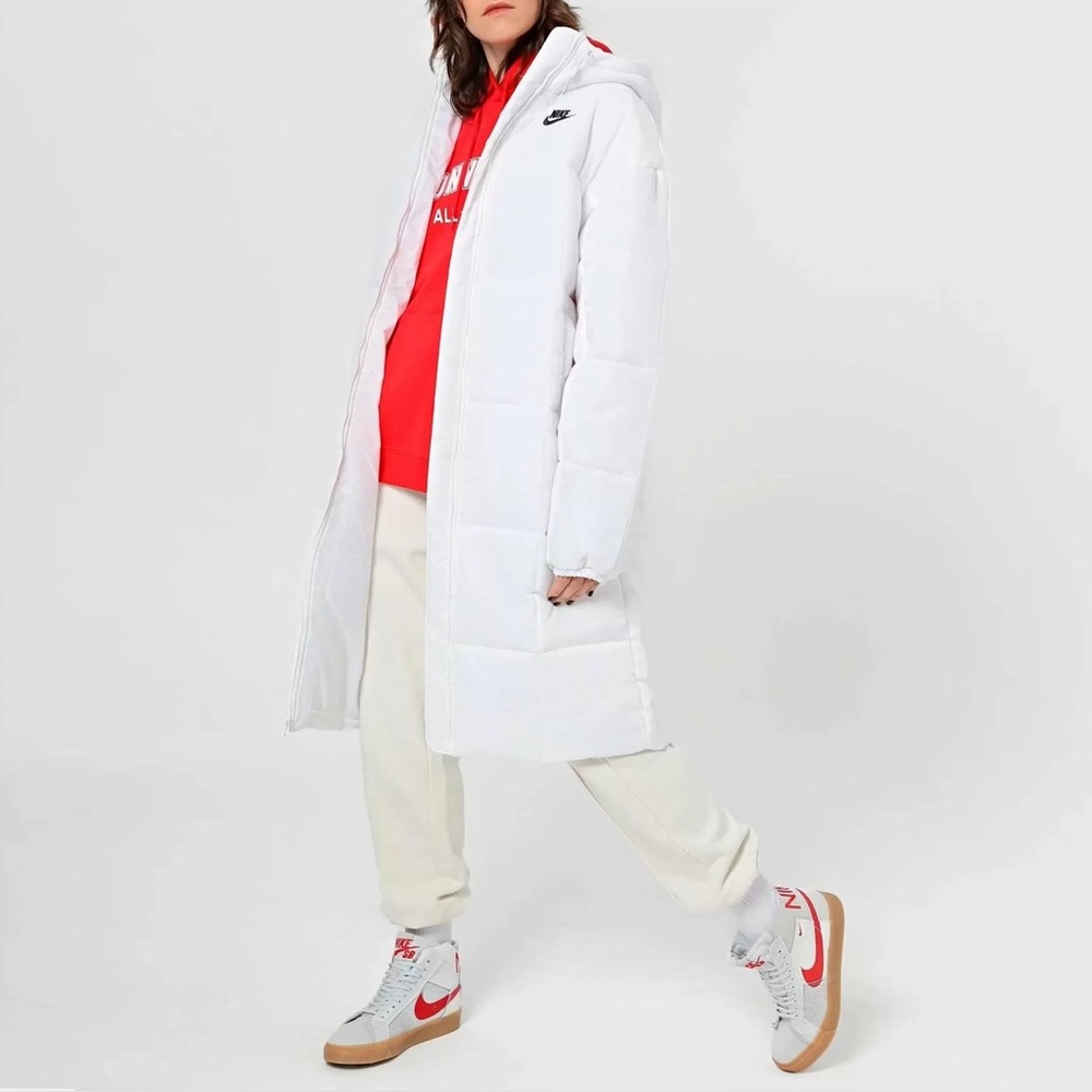 Nike Women's White Long Puffer Coat